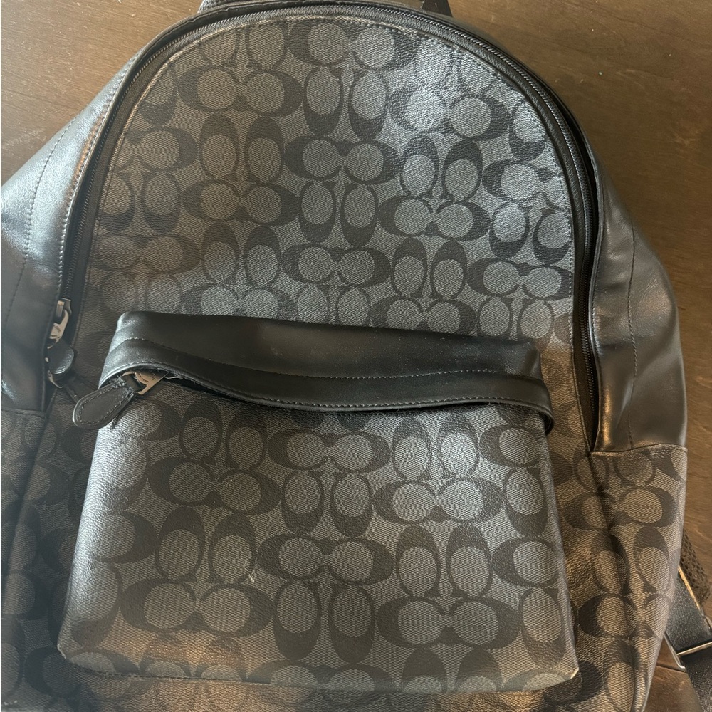 Coach Black and Gray Men's Backpack leather